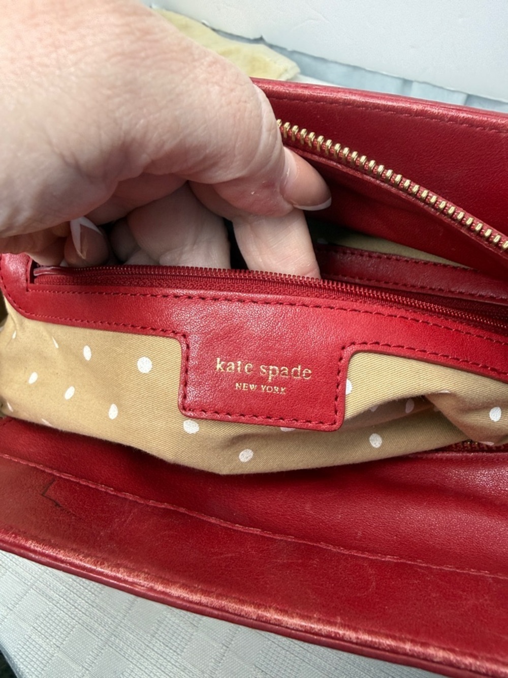 Vintage Kate Spade Red Leather mini Tote Bag - - Picture 9 of 12